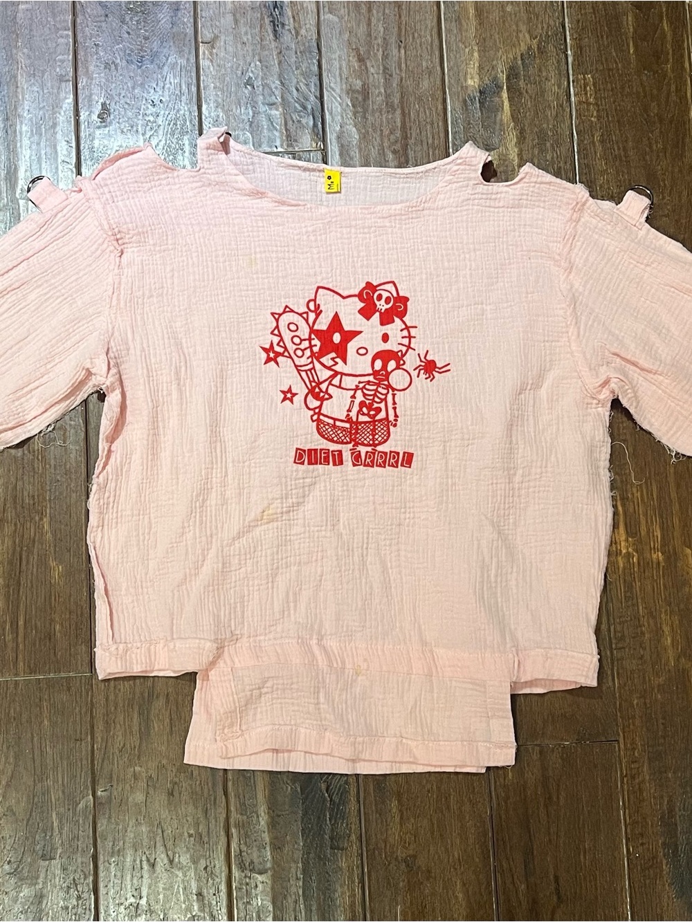 Pink Graphic Cold-Shoulder Top | Hello Kitty Style
